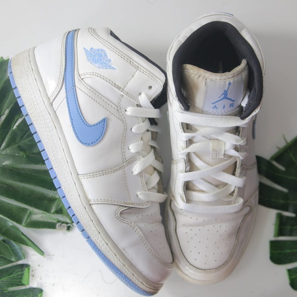 Jordan Shoes - Nike Air Jordan 1 Mid UNc White Blue Sneakers 002776 size 6youth/7.5womens